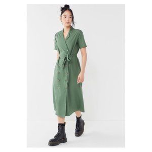 UO Holly Double Breasted Midi Shirt Dress